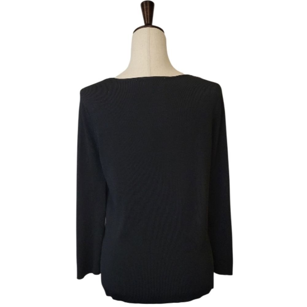 Lucia Burns Black Palm Tree Embellished 3/4 Sleeve Sweater Size L - Picture 4 of 9